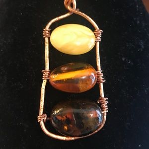 Amber 3-stone Artisan Pendant